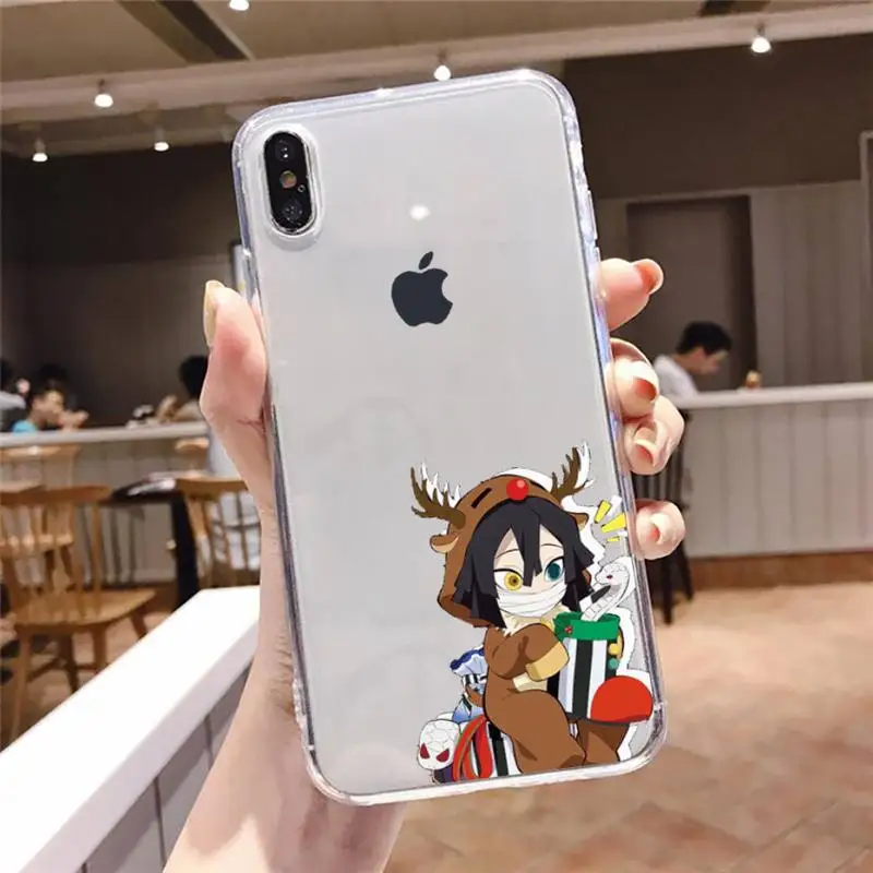 

Christmas Demon Slayer Phone Case Transparent soft For iphone 5 5s 5c se 6 6s 7 8 11 12 plus mini x xs xr pro max