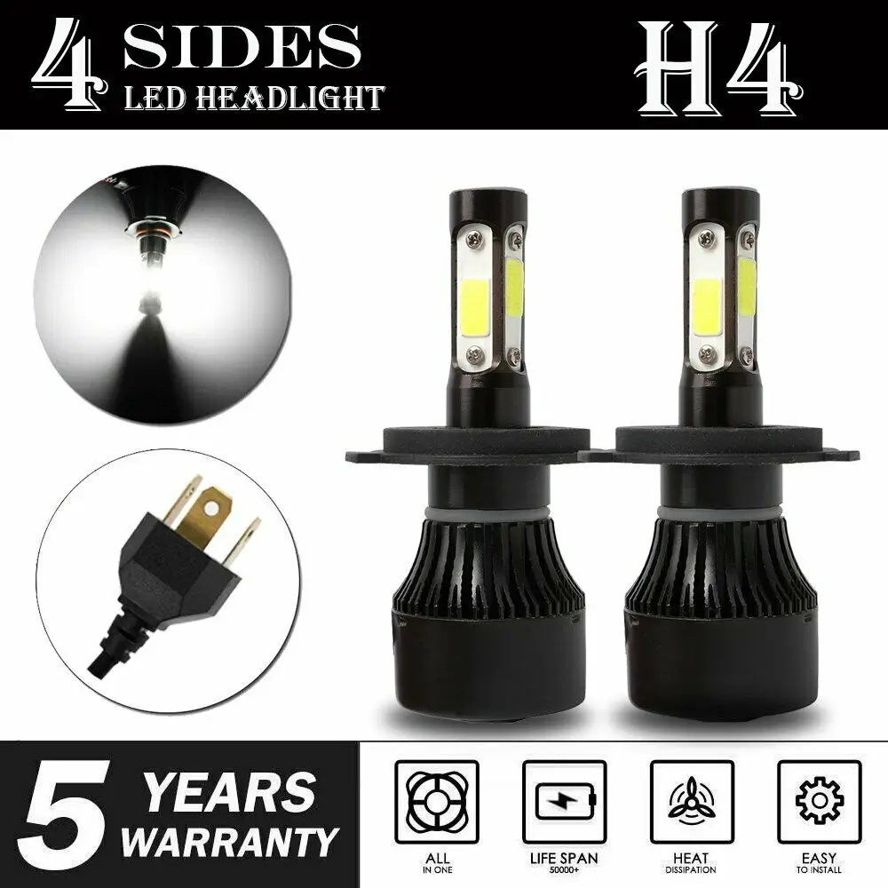 

HB2 Headlights High/Low Beam 4-Sides 6500K 9003 Conversion Replacement