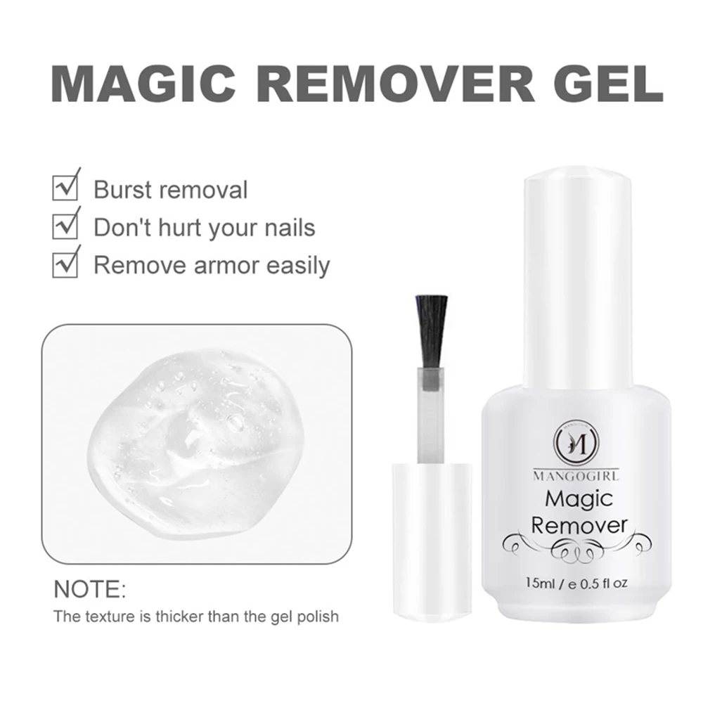 

Mangogirl magic nail polish remover for manicure cleans quickly within 2-3 minutes uv gel nail polish remove base top coat