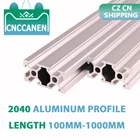 CZ CN доставка 2 шт 2040 алюминиевый экструзионный Профиль 100 мм-1000 мм длина Европейский стандарт анодированный Для CNC 3D принтер части DIY