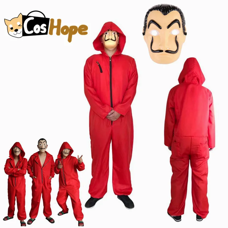 La casa de papel Cosplay Paper House Costume Salvador Dali Cospaly Money Heist Jumpsuit Mask Coverall Jumpsuits Halloween | Тематическая
