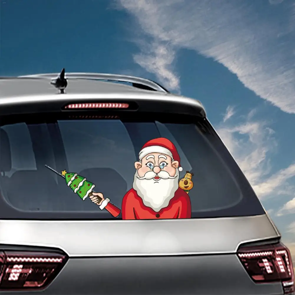 

Rear Wiper Decal Sticker Windshield Wiper Decal Tags Christmas Rear Wiper Stickers Cute Santa Claus Waving
