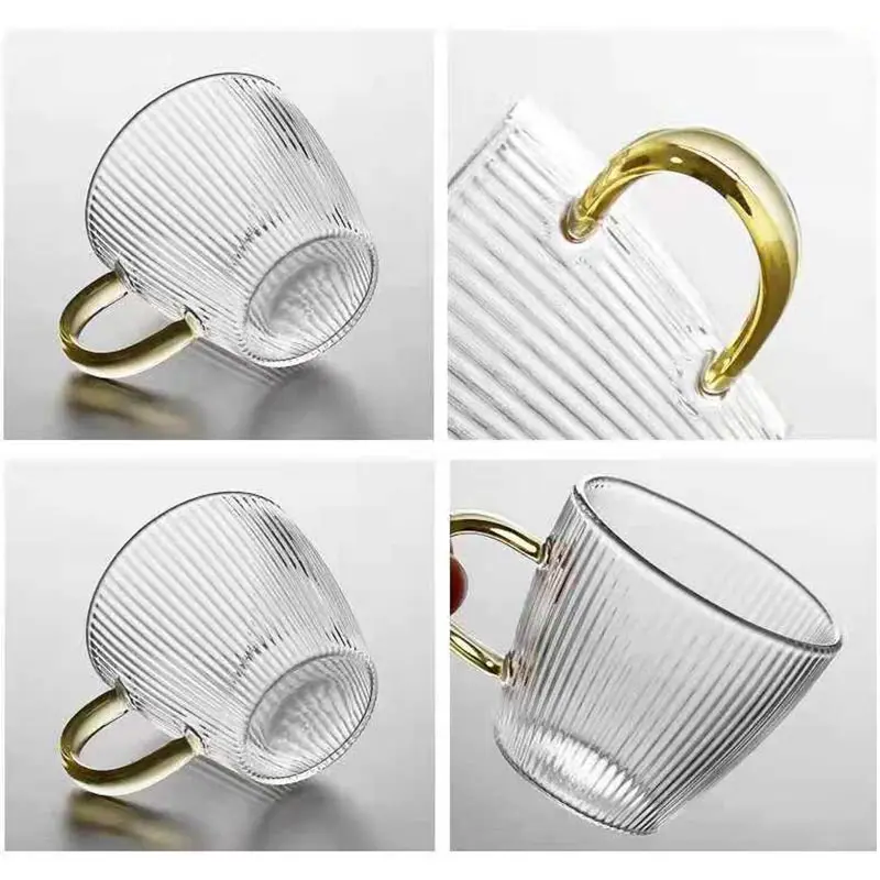 2 шт. термостойкая стеклянная чашка с вертикальными линиями 120 мл | Дом и сад