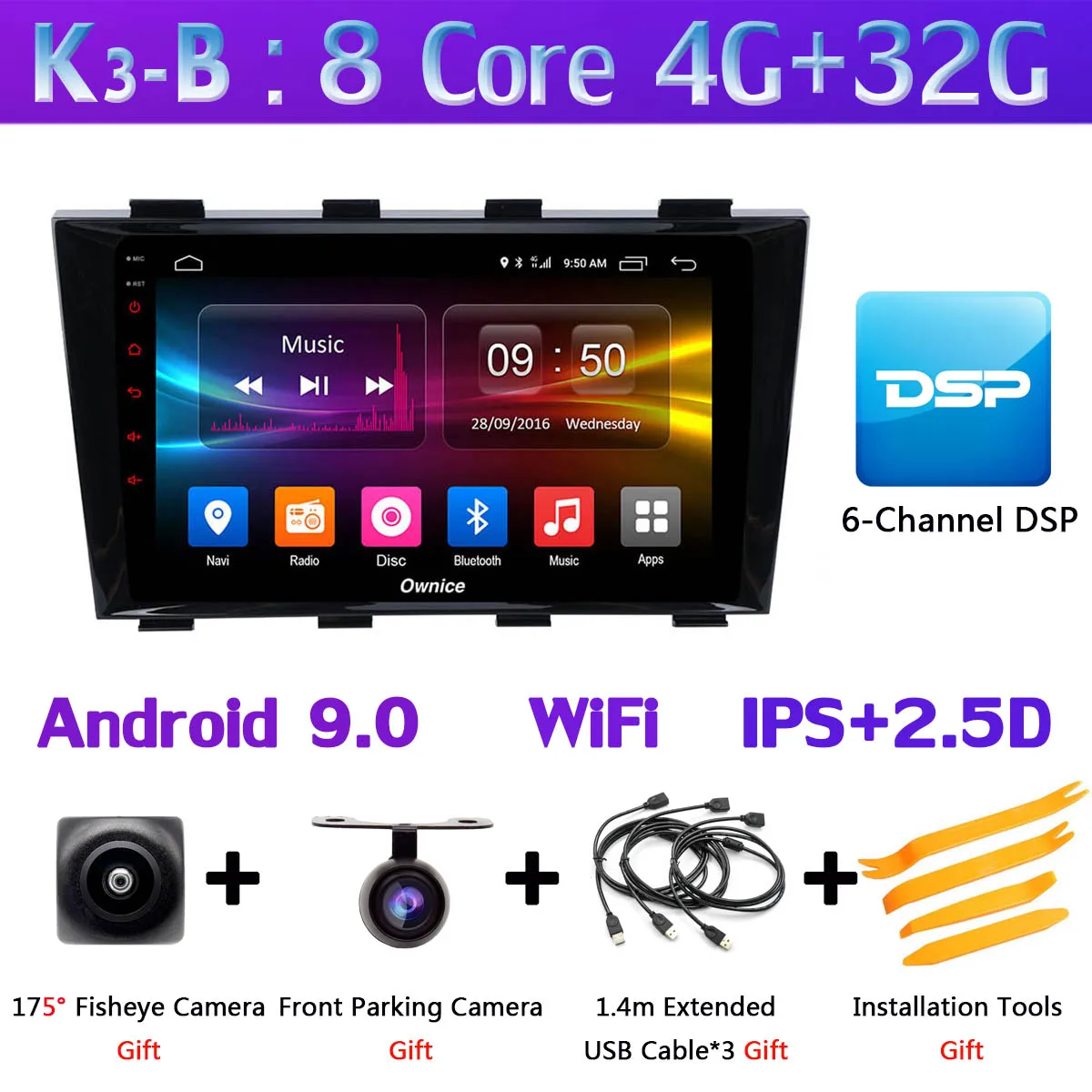 K3-B Ownice K1 K3 K5 K6 автомобильный DVD для Geely Emgrand EC8 2011 2012 2013 автомобильный Радио gps DSP Carplay 360 ° панорамная камера - Цвет: K3-B