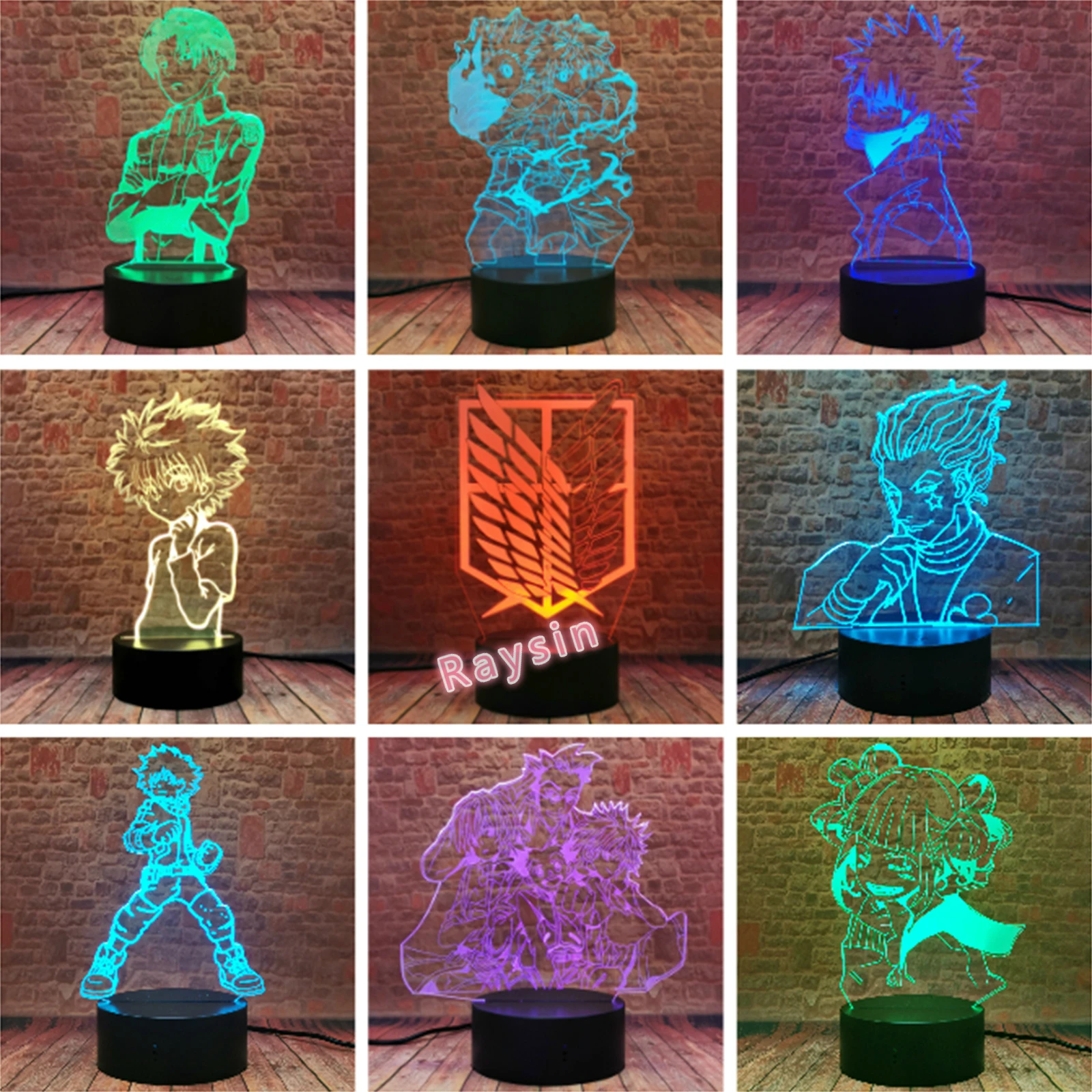 

Логотип Леви из атаки на Титанов Killua Zoldyc мой герой Академия Deku химико Тога умный Ночной светильник 7 цветов для мальчиков Декор для спальни