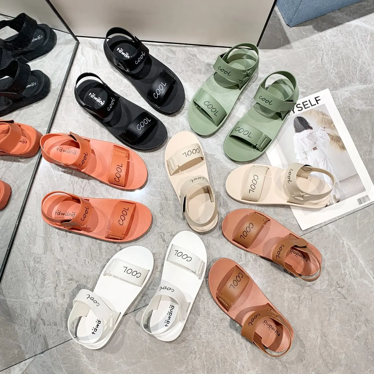 

Spring and summer new style large size women's shoes ladies beach shoes leisure all-match open-toed shoes Velcro female sandals