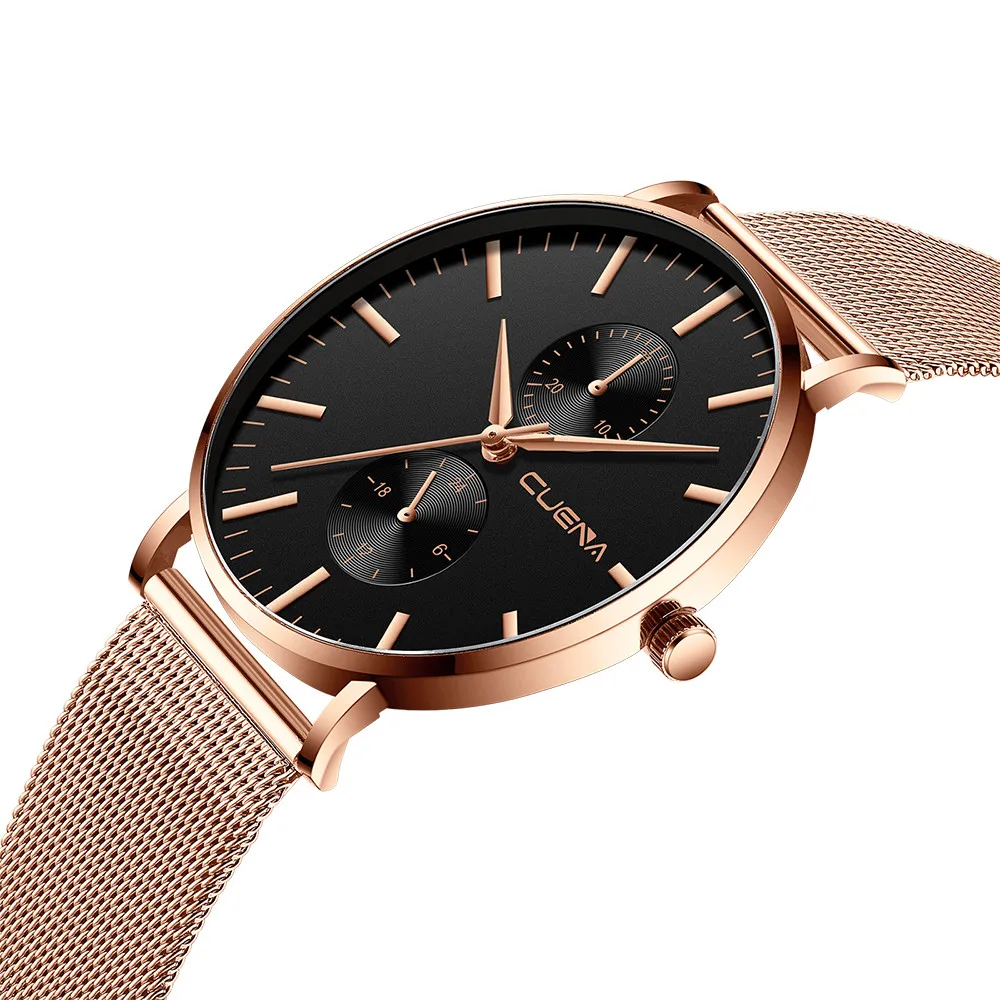 

Men watch Fashion Business Calendar Watches Stainless Steel Mesh Belt Analog Quartz Watch relogio masculino @5