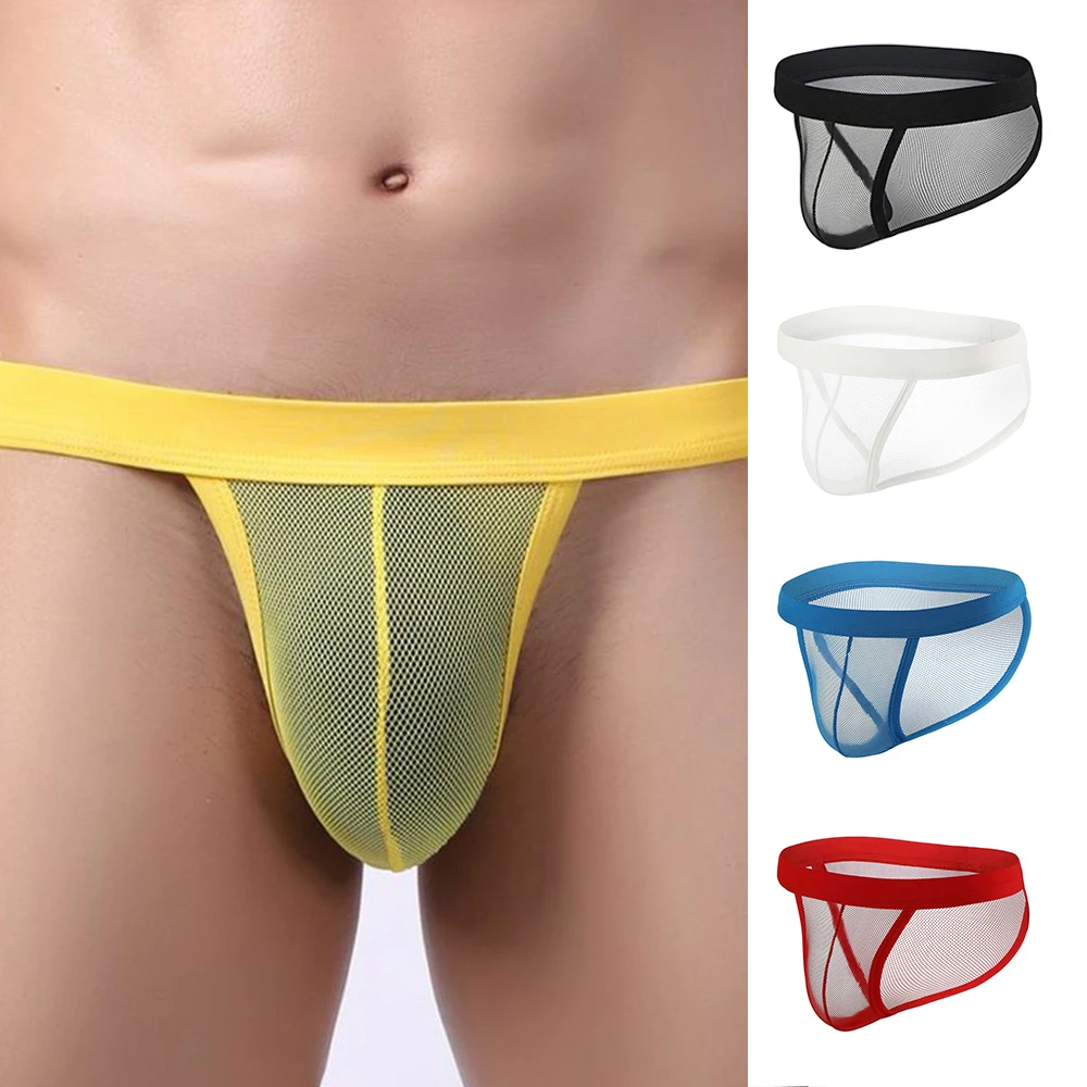 

Sexy Mesh Men's Panties Hollow G-String Briefs See Through Sexy Underwear Temptation Low-Waist Underpants Erotic Lingerie