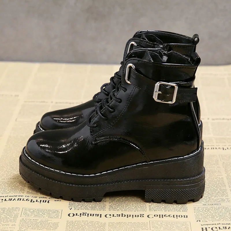 Зимние женские Ботинки Martin на молнии ботильоны челси танкетке платформе теплые