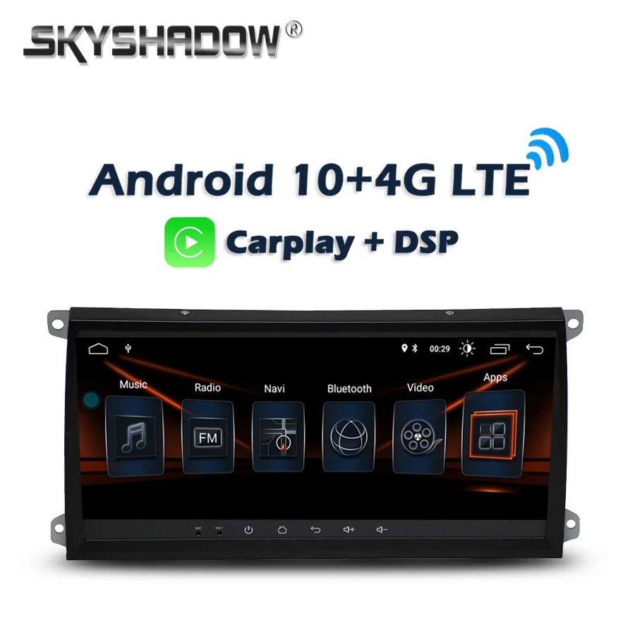 Автомобильный DVD плеер Carplay 8 дюйма IPS Android 10 0 4 ГБ 64 LTE GPS карта Wi Fi Bluetooth RDS радио для
