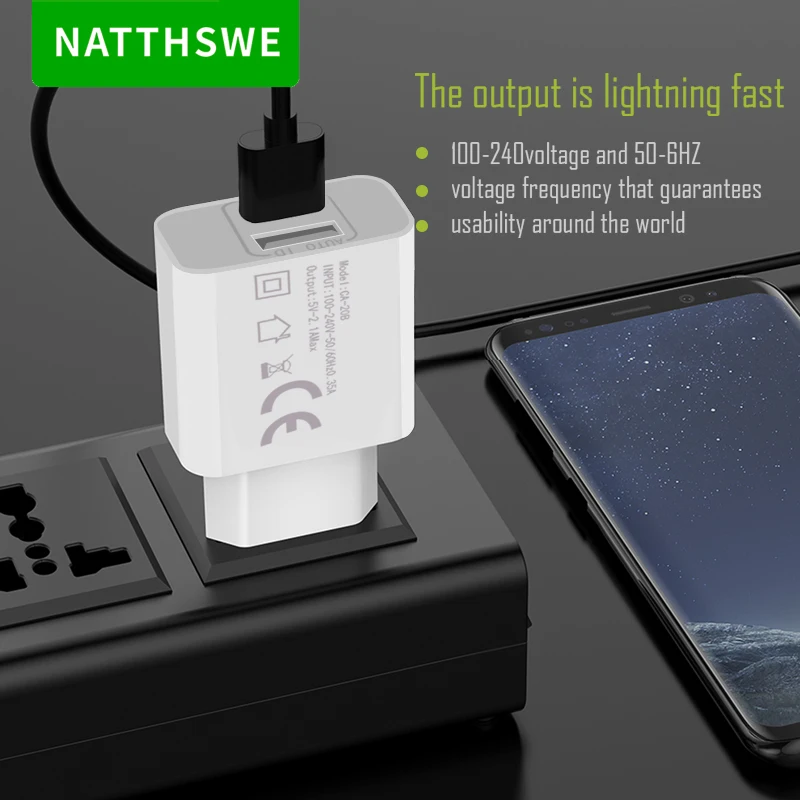 Быстрое зарядное устройство NATTHSWE 3 0 с двумя usb портами для iPhone X 8 7 samsung Xiaomi huawei
