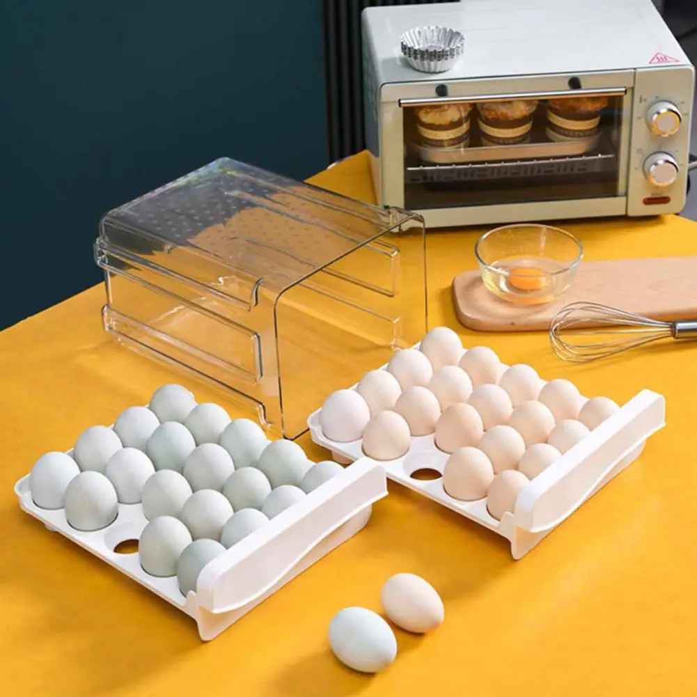 

Useful Fridge Organizer Stackable Food Grade Fresh Preservation Egg Container Egg Container Egg Storage Holder
