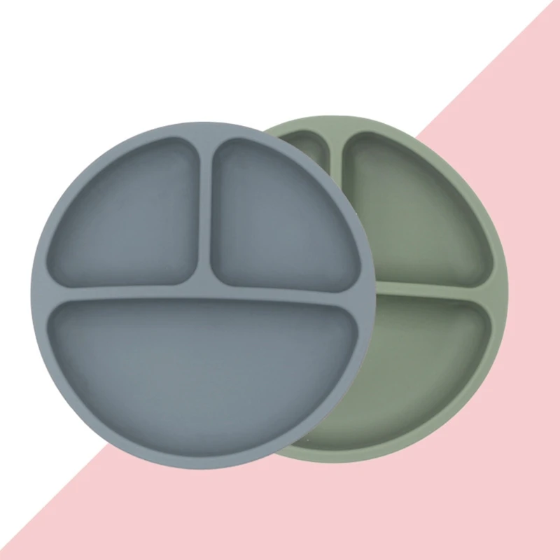 

4 Pcs Solid Colour Baby Silicone Plate Bowl Toddler Feeding Bowl with Bib Fork Spoon Portable Infant Dishes Tableware