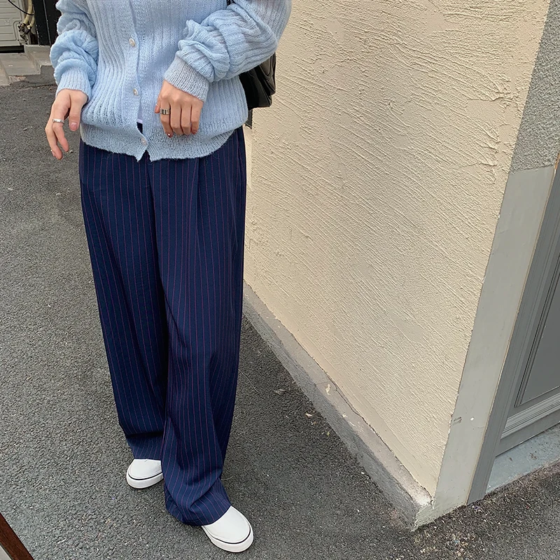 Новинка весна-лето 2021 свободные тонкие универсальные прямые брюки HziriP в полоску