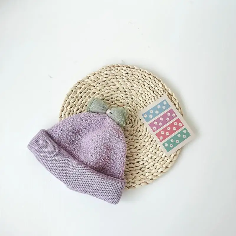 Осень-зима 2021 однотонная плотная вязаная шапка с бантом теплая шапки Шапка-бини