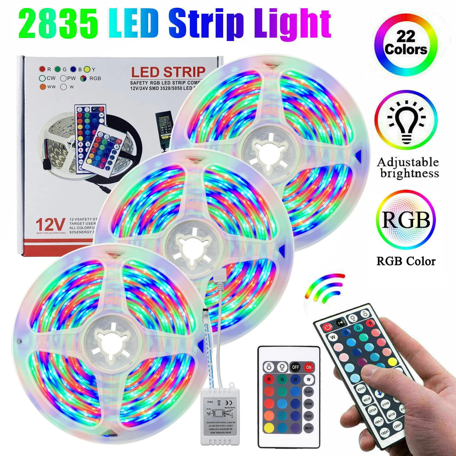 

2835 SMD гибкие светодиодные ленты RGB IP65, водонепроницаемая светящаяся лента 12 В с ИК-пультом дистанционного управления светильник вая полоса д...