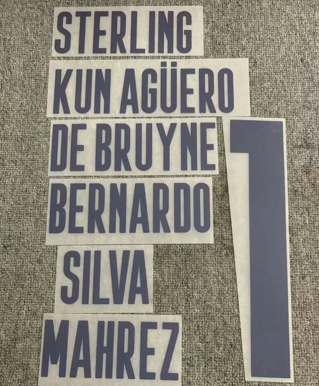 

2020 Nameset Sterling Kun Aguero DE Bruyne bernardo Mahrez Silva Printing Patch Badge