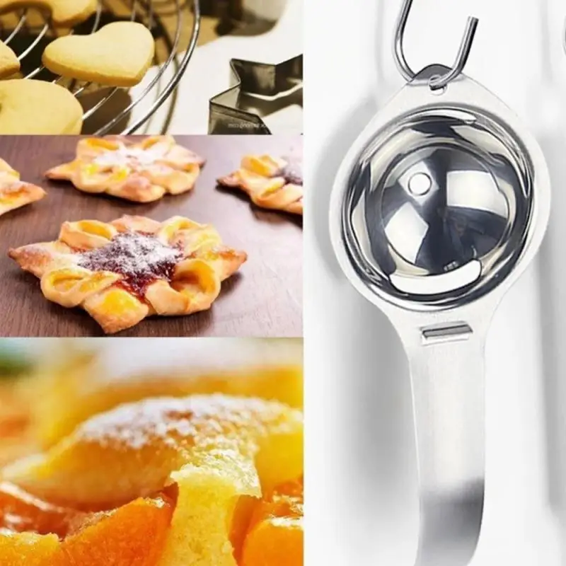 Stainless Steel Egg Yolk Separator with Convenient White Color - Extractor, Filter, and Strainer Kitchen Tool image 5