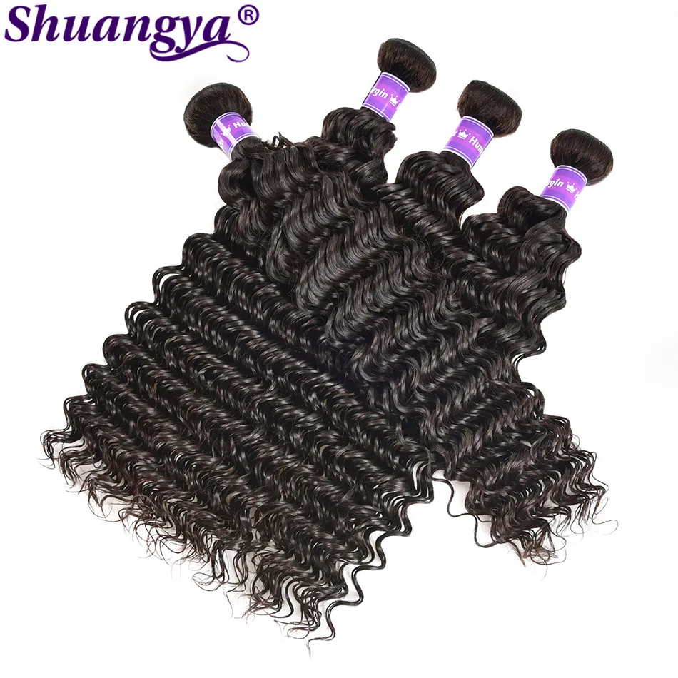 Brazilian Deep Wave 3 Bundles Pcs/Lot Human Hair 8-28 Inch Remy Extensions Free Shipping For Miss Cara | Шиньоны и парики
