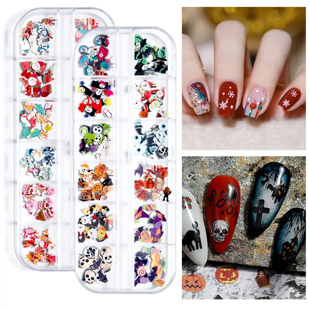 

Colorful Flowers Sequins Christmas Pattern Nail Art Decorations Nail Decals Manicure Accessories DIY Nail Patches