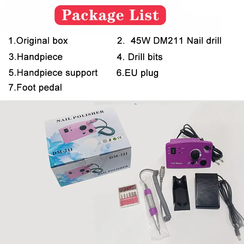 

35000RPM Electric Nail Drill Machine Nail Drill Bit Nail Tool 45W Pedicure Kit Ceramic Electric Manicure Machine Drill Accessory