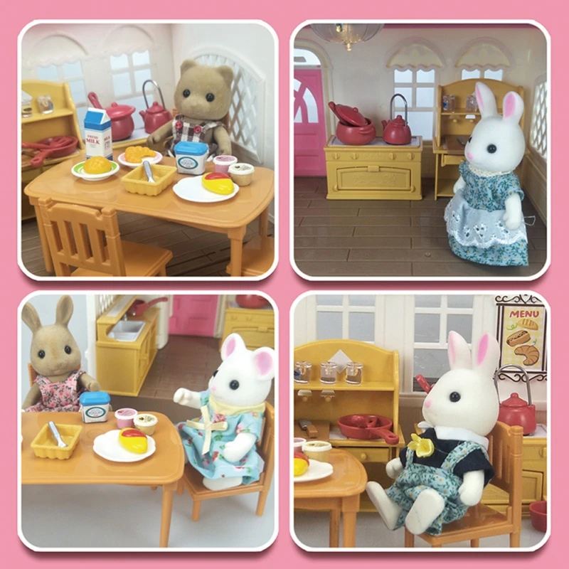 Лесное животное семейство 1/12 кукольный домик мебель для спальни кухни ванной