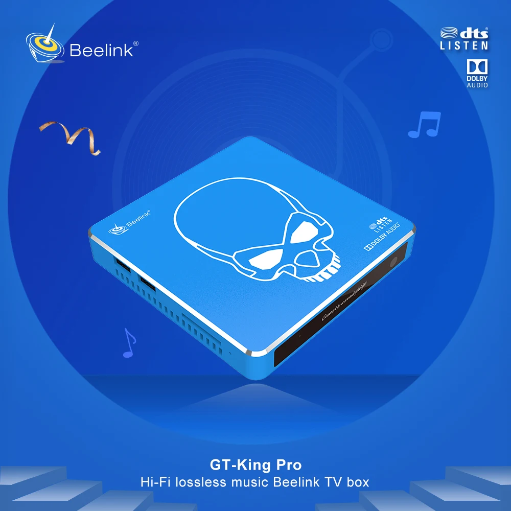 Новое поступление Beelink GT-King Pro Hi-Fi без потерь звук ТВ коробка с Dolby Audio Dts прослушивание Amlogic S922X-H Android 9,0 4 Гб 64 ГБ