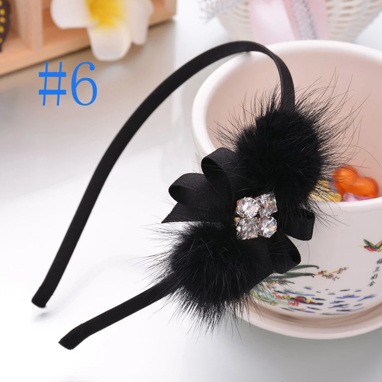 2 balls black 1 шт., 2 стиля, Зимняя повязка на голову, циркон, камень, меховые шарики, лента для волос, женские Украшения для волос, лента для волос для девочек, аксессуары для волос - Цвет: 2 balls black