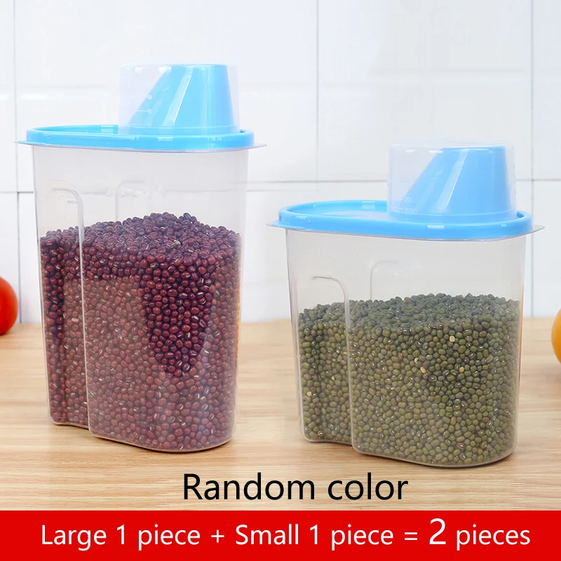 

1pcs Large PP Food Storage Box Plastic Clear Container Set with Pour Lids Kitchen Storage Bottles Jars Dried Grains Tank