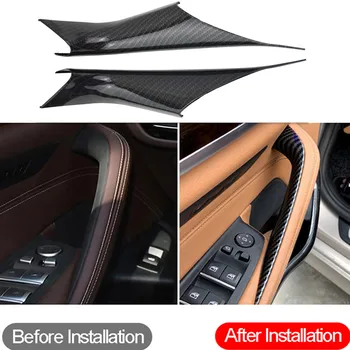 Car Interior Door Panel Grab Handle Covers Carbon Fiber Armrest Protective Trim For BMW 5 Series G30 G38 525li 528 530 540 2018
