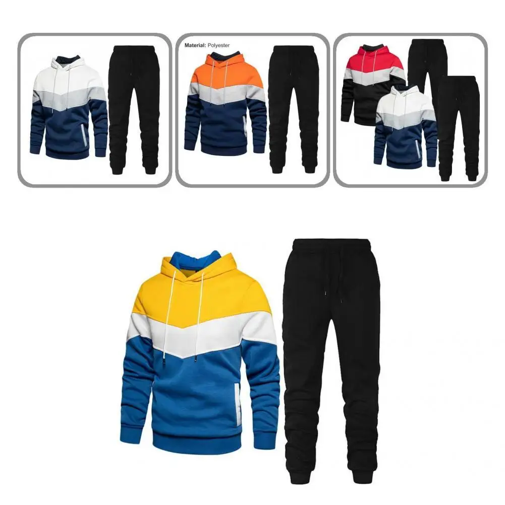 

Classic Sporty Outfit Breathable Hoodie Pants Set Long Sleeve Cold Resistant Pockets Hooded Sweatshirt Pants Set