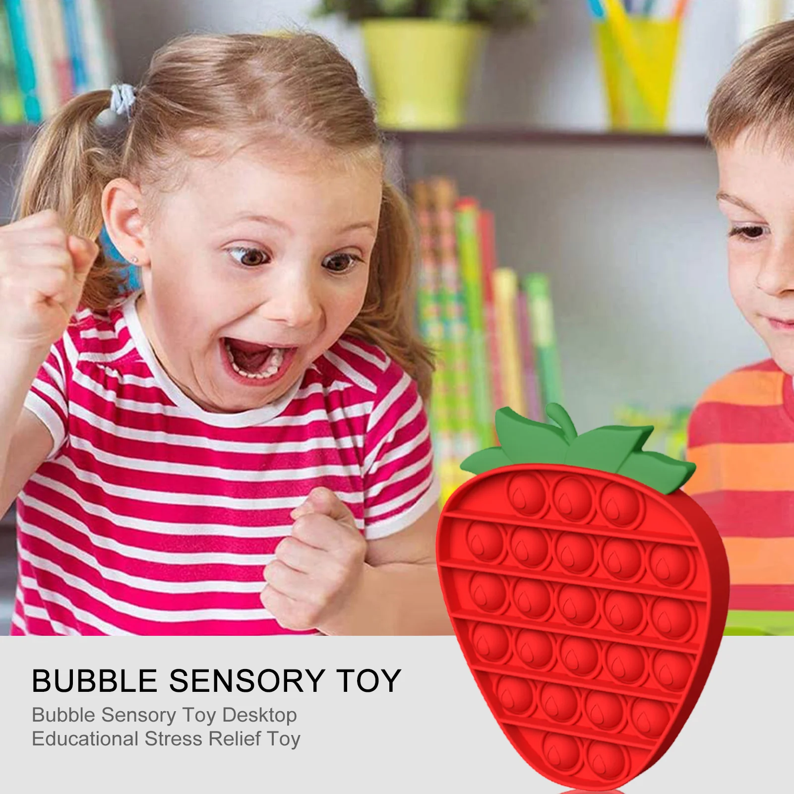 Игрушка антистресс для взрослых клубника с пузырьками попит мягкая сжимаемая