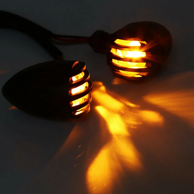 

DHBH-4X Black Motorcycle Turn Signal Lights Mini Blinker Amber Indicator Light
