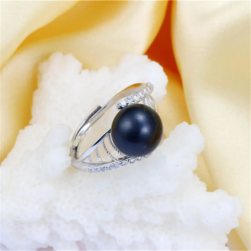 Dainashi 100% Genuine Freshwater Cultured Pearl Ring for Women Luxury 925 Sterling Silver Flower Zircon Crystal Adjustable | Украшения и