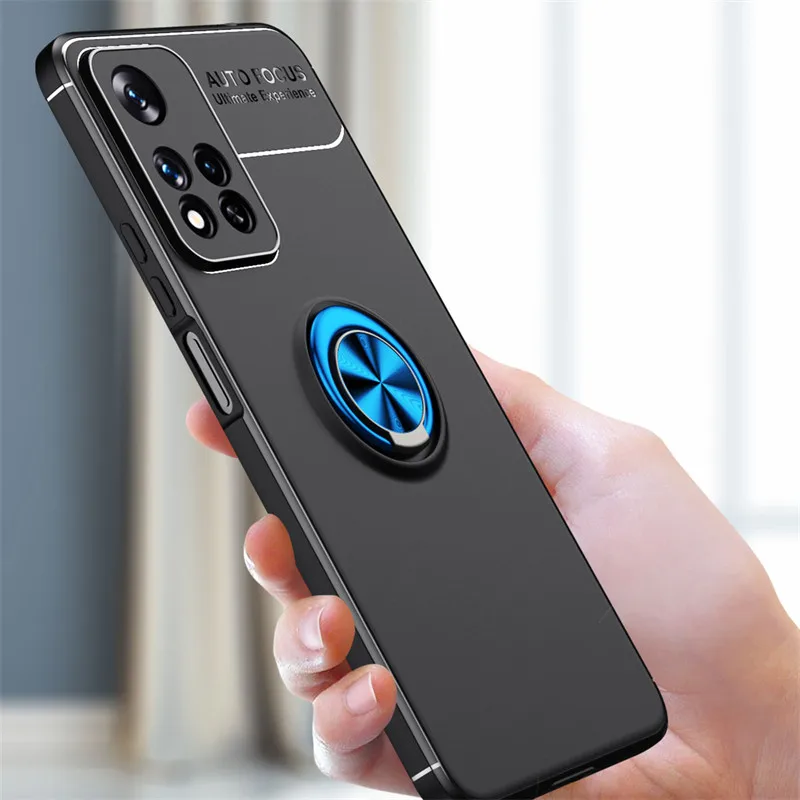 

Для Xiaomi Redmi Note 11 Pro 5G чехол для Redmi Note 11S 11 Pro Чехол с металлическим кольцом и подставкой противоударный чехол из ТПУ Redmi Note 11 Pro 5G