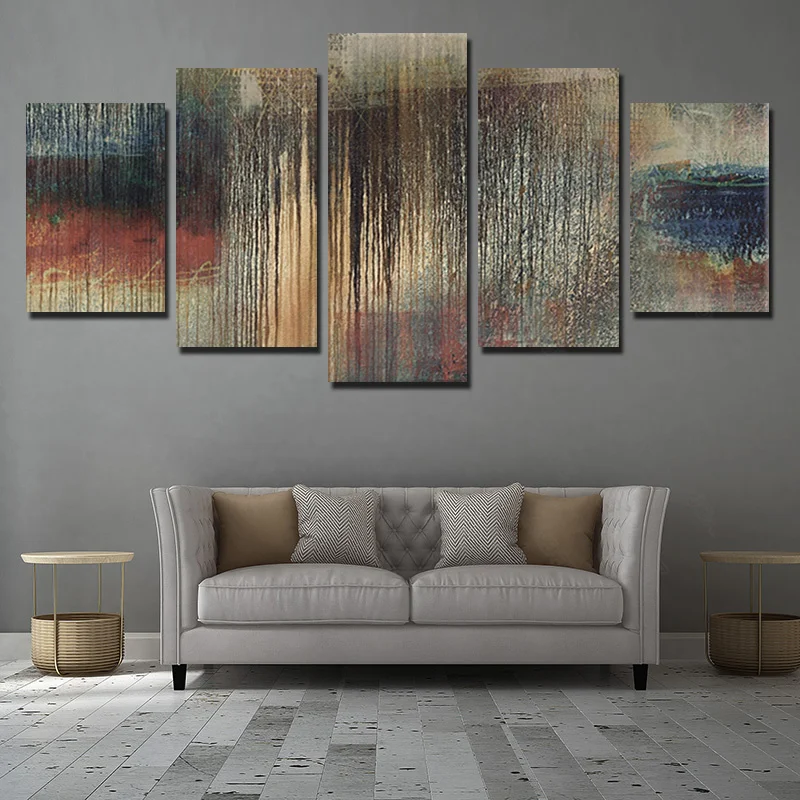 

European Style Canvas Material Adornment Picture Abstract Blue Orange Glass Mirror Pattern Background Sitting Room Furniture