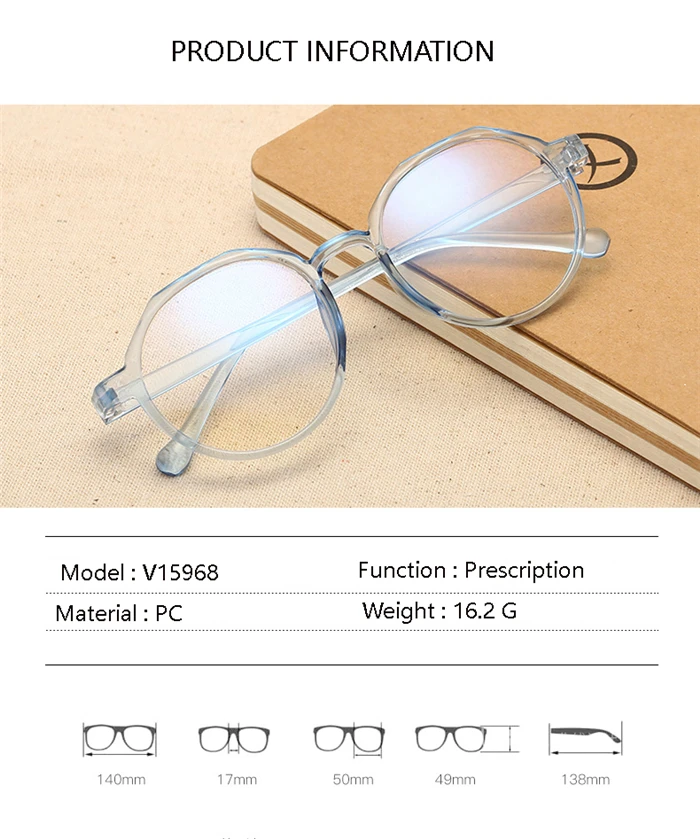 Retro Round Optics Eyeglasses Women Men Fashion Clear Mirror Myopia Lens Nearsighted Glasses 0-0.5-1.0-1.5 To-6.0