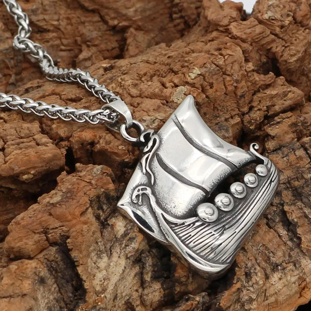 Подвеска в виде лодки из нержавеющей стали ожерелье скандинавский Викинг кулон
