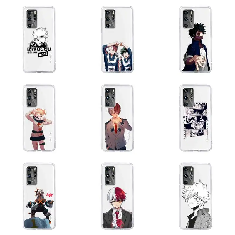

My Hero Academia deku bakugou Boku Phone Case For Huawei P40 P30 P20 Mate Honor 10i 30 20 i 10 40 8x 9x Pro Lite Transparent