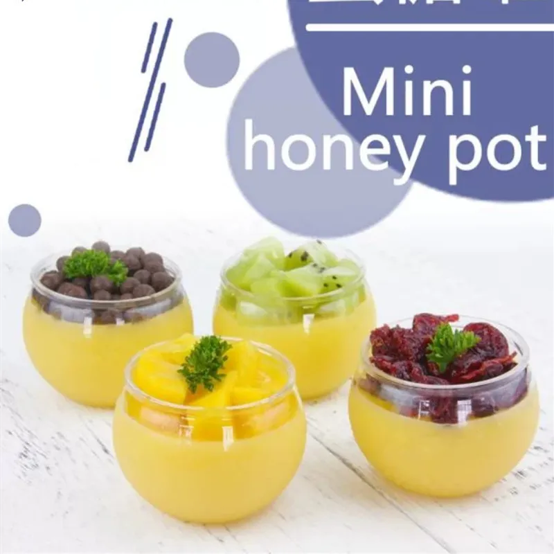 25 шт мусс десертные чашки круглые пластиковые для пудинга одноразовые вечерние