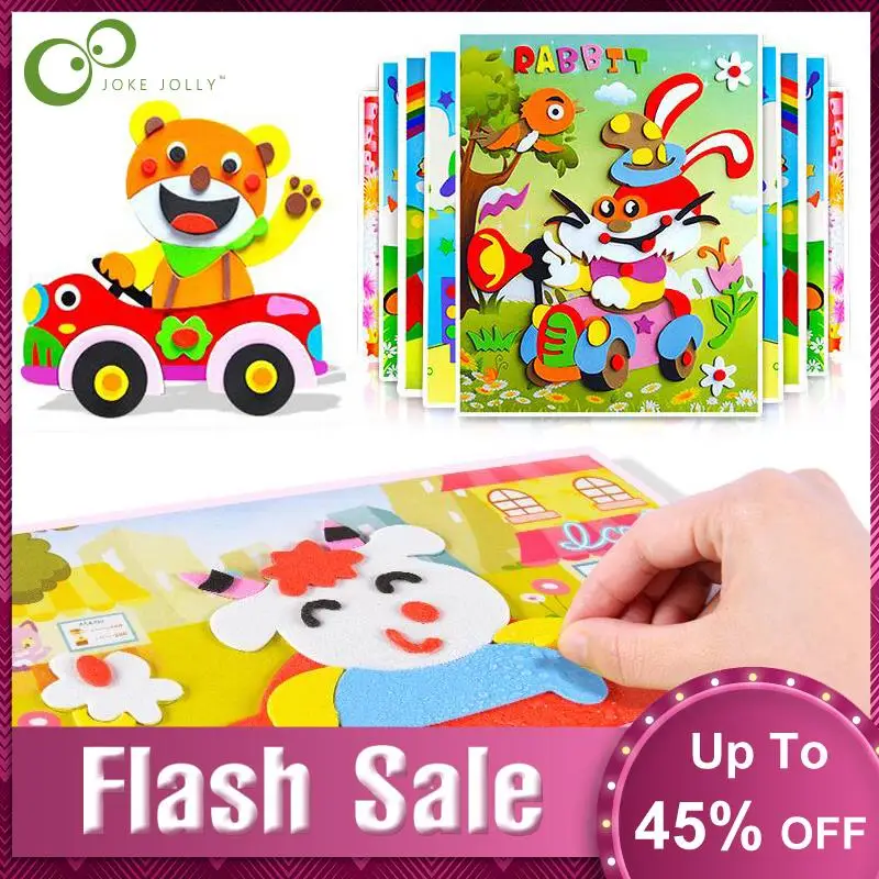 

10Pcs 3D EVA Foam Sticker Puzzle Game DIY Cartoon Animal Learning Education Toys For Children Kids Multi-patterns Styles GYH