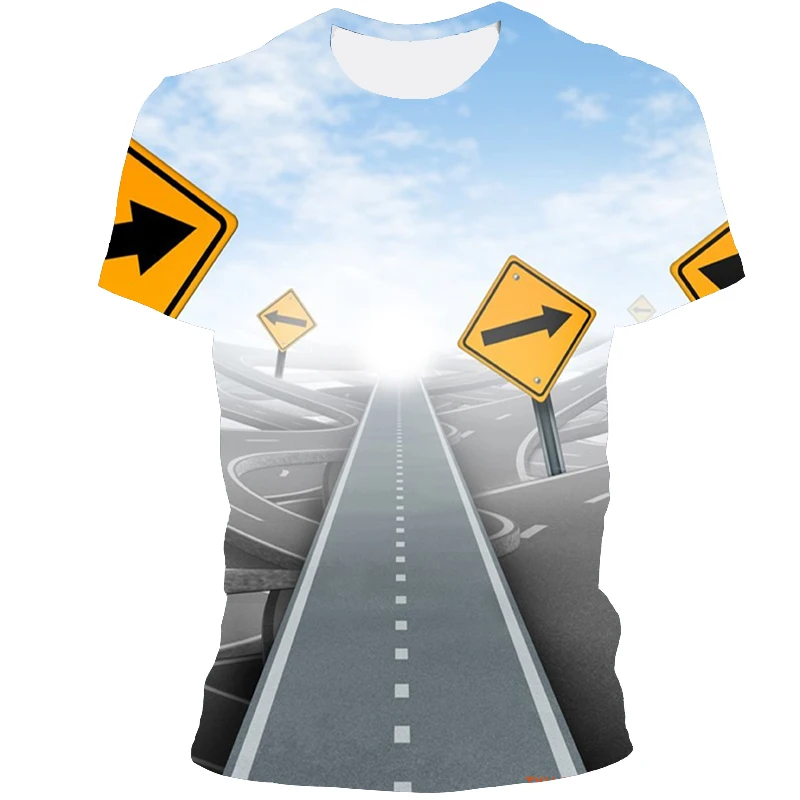 

Men's and women's T-shirt 2021 summer new short-sleeved 3D printing urban scenery element top casual quick-drying O-neck clothin