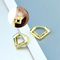 golden fold triangle huggie hoop earring rainbow zircon ear ring clip for women pendientes geometric fashion