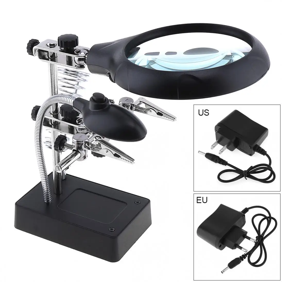 10X Desk-top Multifunctional Adjustable Rechargeable Welding Magnifier with 2 Exchangeable Lens and 5 LED Auxiliary Clip | Инструменты