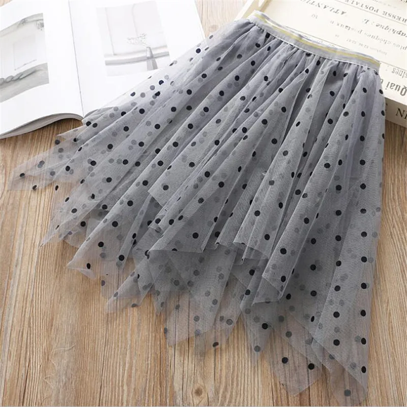 Тюлевая юбка пачка в горошек для маленьких девочек на весну и лето серая розовая