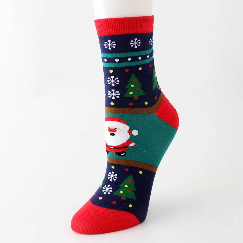 O Cotton Socks Cute Funny Women Sock Colorful Cartoon Kawaii Santa Elk Socks Christmas Gift For Girls Cute funny design#F - Цвет: O
