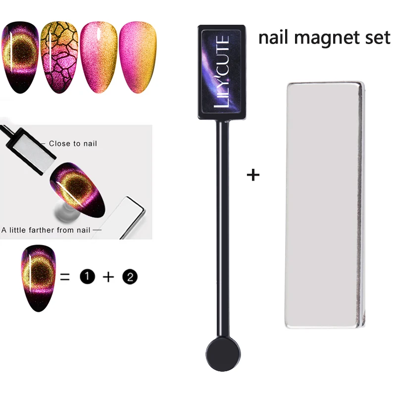 magnetic Set LILYCUTE 9D Гель-лак для ногтей кошачий глаз Хамелеон для использования с магнитом УФ-Гель-лак звездное небо замачиваемый УФ магнитный гель лак для ногтей 5 мл - Цвет: magnetic Set