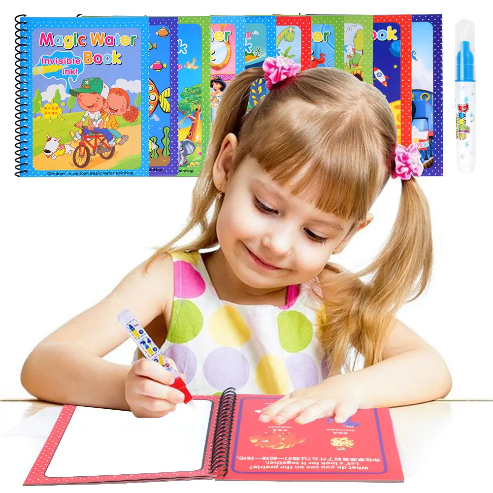 Магическая книга для рисования водой Монтессори раскраски мультфильмы книги Doodle