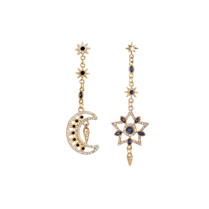 

South Korea's new light luxury tassel long star moon earrings female senior feeling full of web celebrity temperament personalit