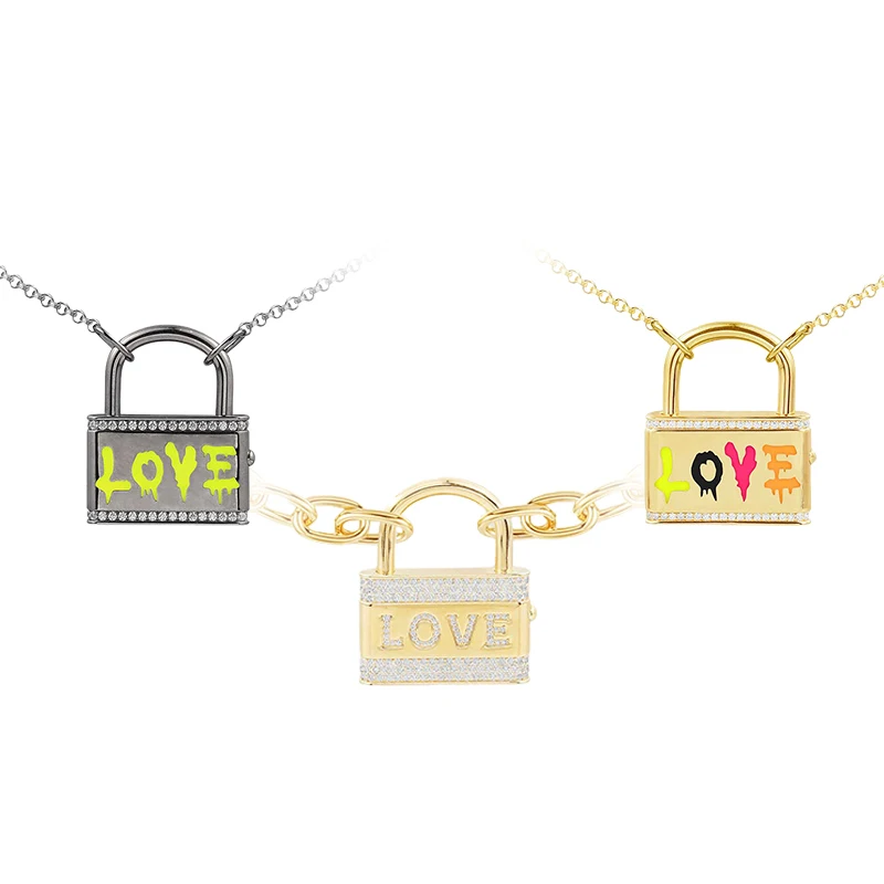 

S925 Sterling Silver Love Love Lock Necklace Couple Letter Necklace Personality Fashion Cold Wind Luxury Brand Monaco Jewelry